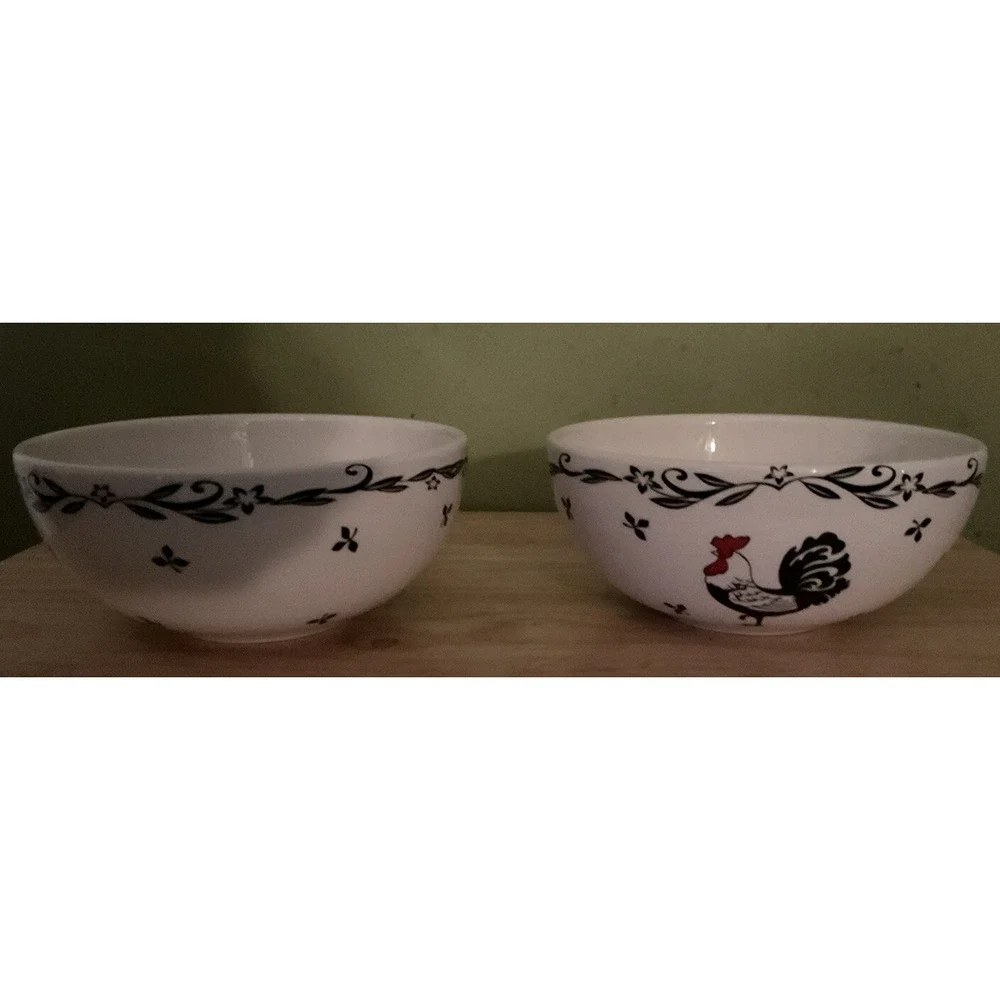 Set Of‎ 2 Rooster Bowl By Kitchen Creations 2008